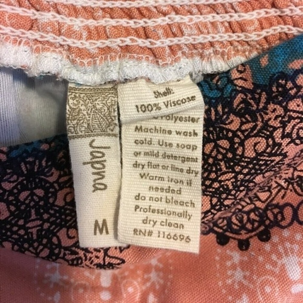 Japna Tiered Summer Short Skirt Size M Pockets Boho Blue Pink Viscose NEW - Picture 2 of 5